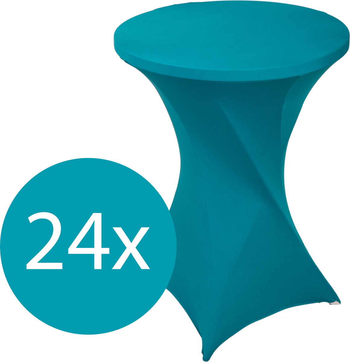 Statafelrok Turquoise x 24 – ∅80-85 x 110 cm – Statafelhoes Stretch 24 Stuks – Tafelhoezen voor Statafel Sta Tafel Hoes | Staantafelhoes - Geschikt voor Horeca Evenementen | Cocktailparty | Trouwerij